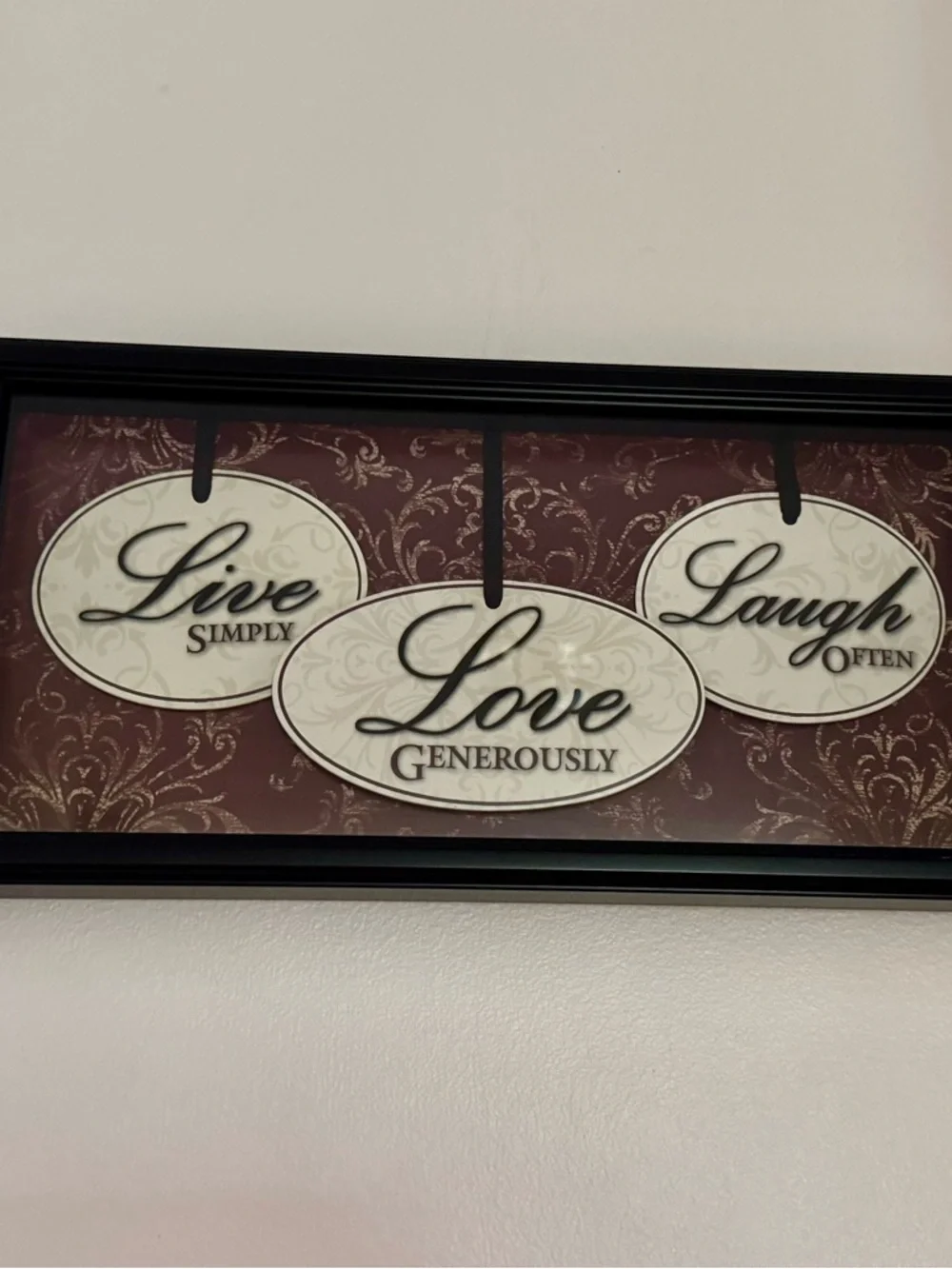 Live Love Laugh Wall Art - Black Frame with Cream Accents